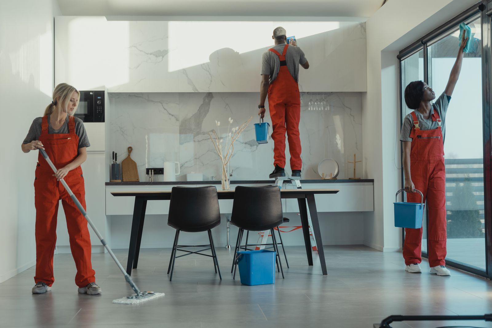 WhiteShield cleaning team at work in a modern commercial property